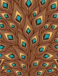 Brown Teal Gold Feathered Fan Rug