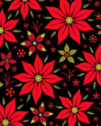 Bold Red Poinsettia Floral Background Rug