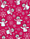 Happy Snowmen Snowflake Red Background Rug