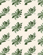 Earthy Ivory Green Leaf Branches Rug