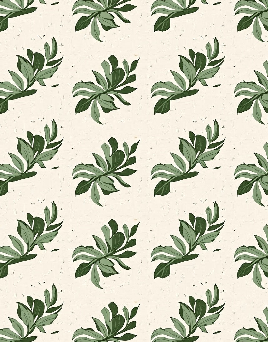 Earthy Ivory Green Leaf Branches Rug