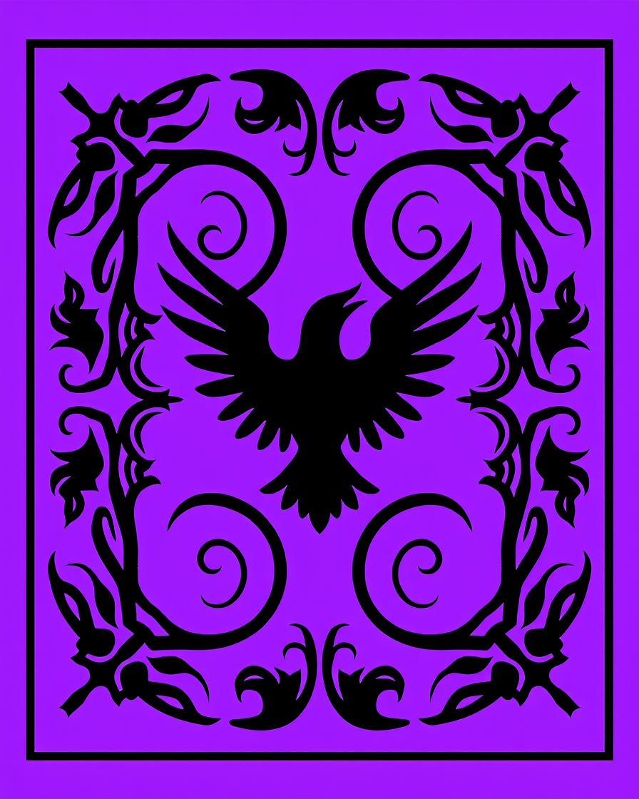 Black Raven Floral Filigree Purple Rug