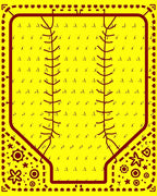 Bright Yellow Baseball Stitch Graphics Rug