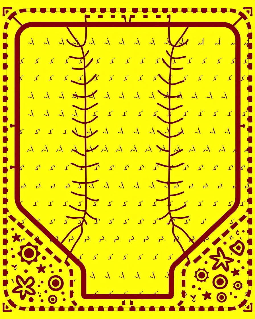 Bright Yellow Baseball Stitch Graphics Rug
