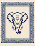 Navy Blue Elephant Tribal Border Rug