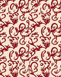 Crimson Swirl and Leaf Scroll Rug