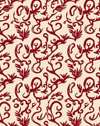 Crimson Swirl and Leaf Scroll Rug