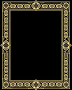 Golden Art Deco Geometric Frame Rug