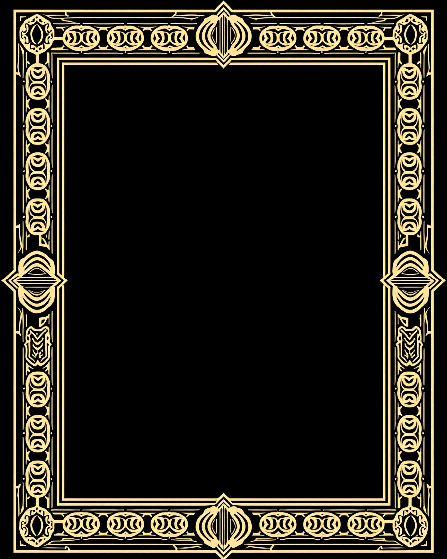 Golden Art Deco Geometric Frame Rug