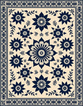 Midnight Bloom Botanical Border Rug