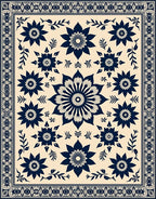 Midnight Bloom Botanical Border Rug