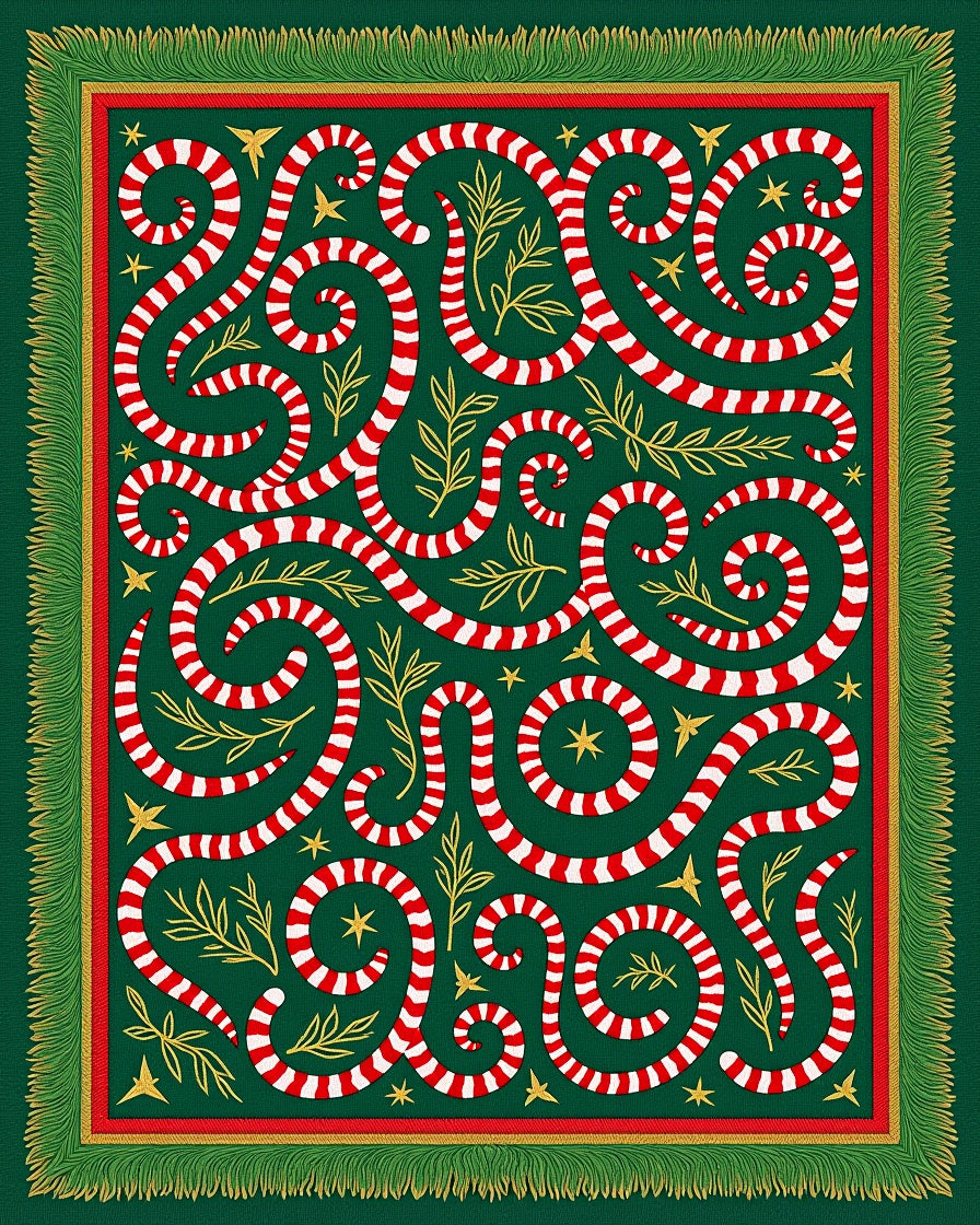 Emerald Green Candy Cane Swirls Rug