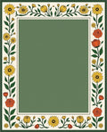Yellow Orange Floral Vine Border Rug