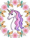 Whimsical Unicorn Floral Wreath Rug