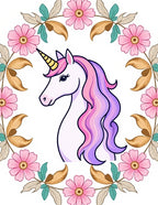 Whimsical Unicorn Floral Wreath Rug