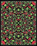 Black Floral Vine Red Berry Rug