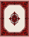 Crimson Black Ornate Medallion Border Rug