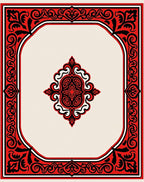 Crimson Black Ornate Medallion Border Rug