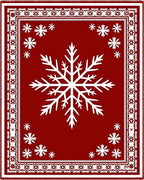 Crimson Snowflake Winter Wonderland Rug