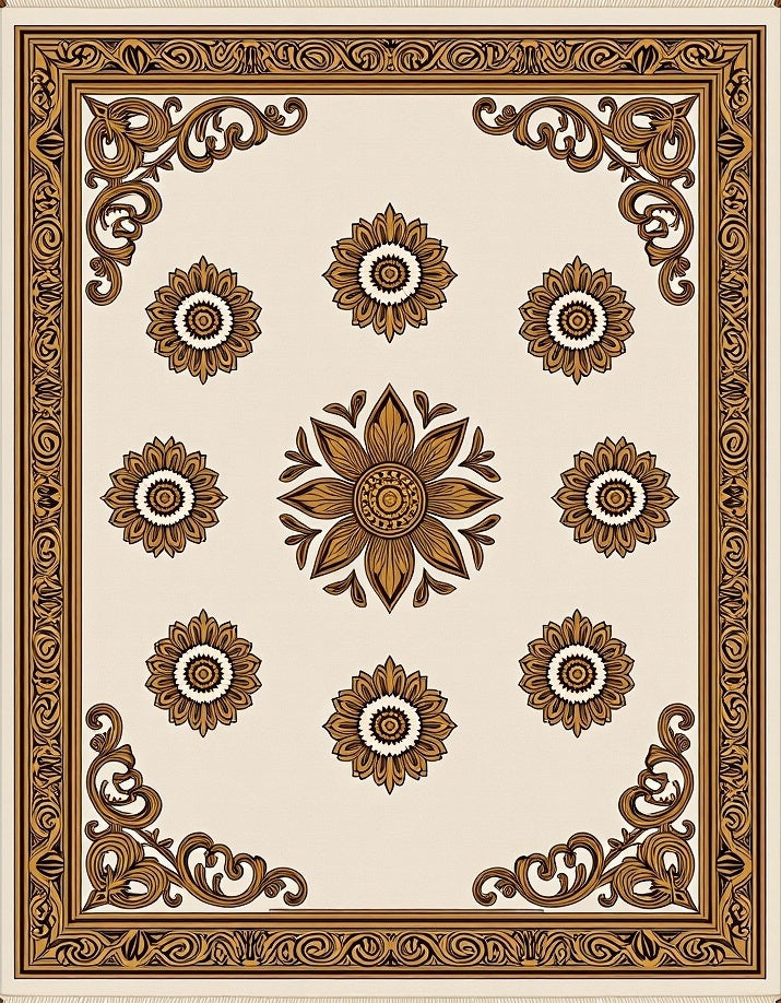 Ornate Floral Bloom Arrangement Rug