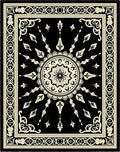 Black and Ivory Sunburst Medallion Rug