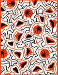 Bold Orange Black White Abstract Organic Rug