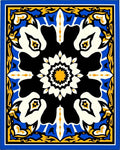 Bold Blue Yellow Floral Medallion Rug