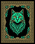 Emerald Cat With Golden Border Rug