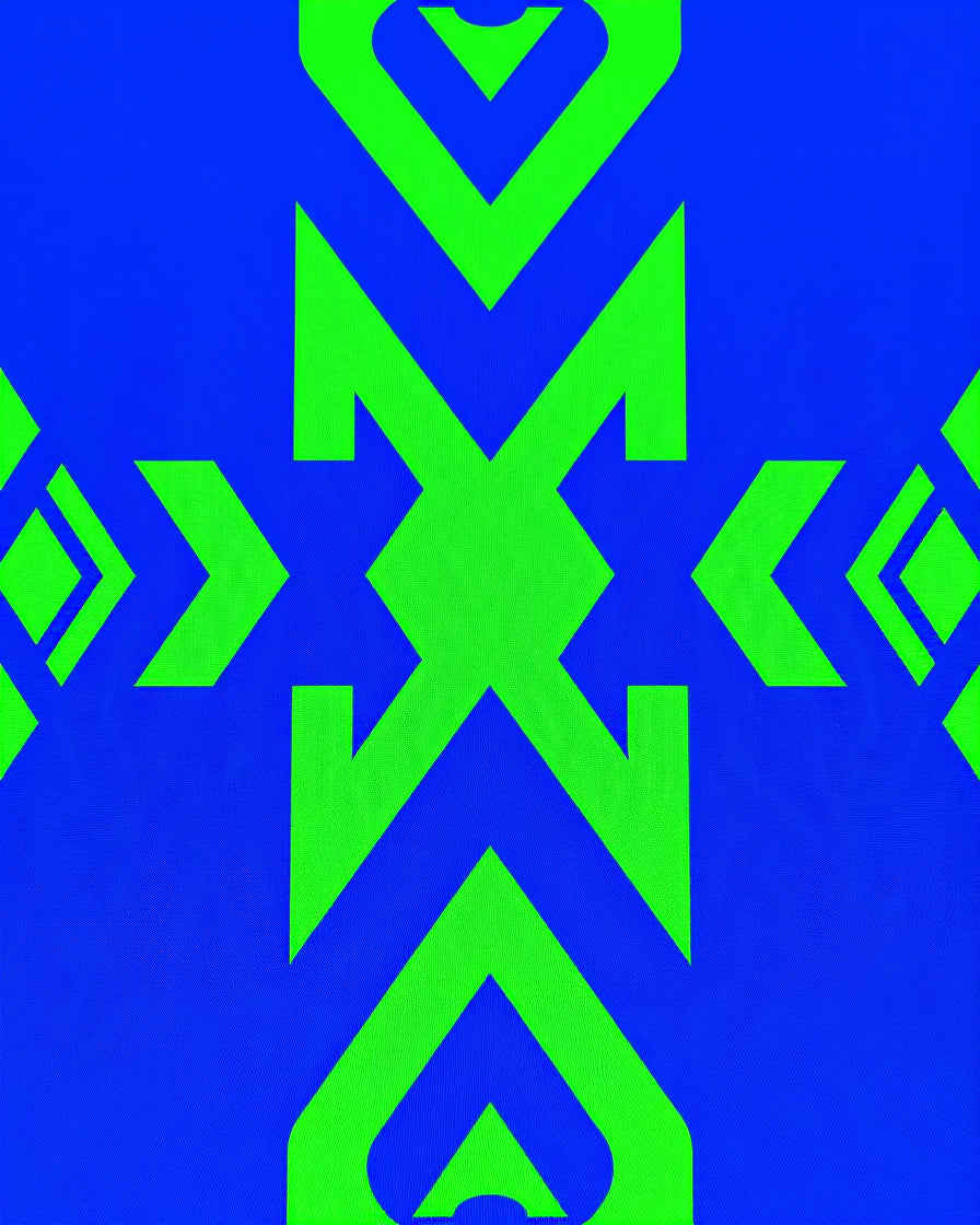 Bright Blue Neon Geometric Arrow Rug