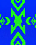 Bright Blue Neon Geometric Arrow Rug