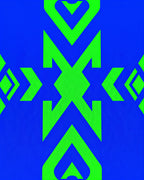 Bright Blue Neon Geometric Arrow Rug