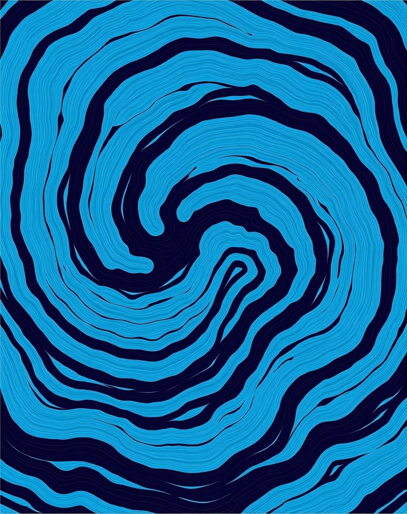 Oceanic Blue Swirl Abstract Rug