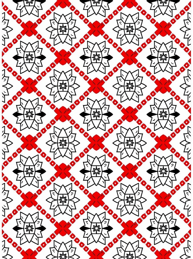 Bold Red Geometric Starburst Rug