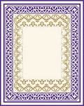 Deep Purple Geometric Gold Inlay Frame Rug