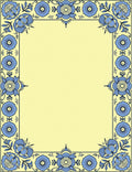 Pale Yellow Blue Floral Meadow Frame Rug