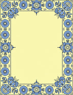 Pale Yellow Blue Floral Meadow Frame Rug