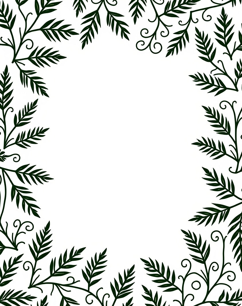 Emerald Green Botanical Vine Border Rug