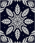Dark Blue White Snowflake Mandala Rug