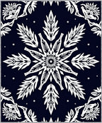 Dark Blue White Snowflake Mandala Rug