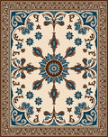 Classic Blue Brown Floral Medallion Rug