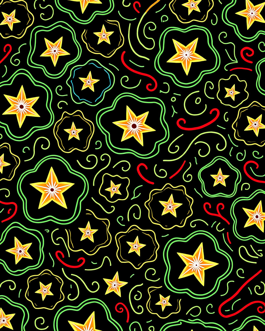 Whimsical Starbursts In Black Field Rug