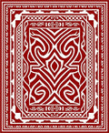 Rich Crimson Tribal Swirl Medallion Rug