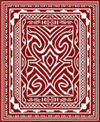 Rich Crimson Tribal Swirl Medallion Rug