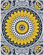 Golden Yellow Sunburst Mandala Rug