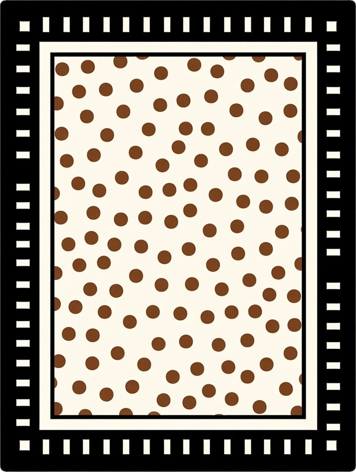 Bold Brown Polka Dot Bordered Rug