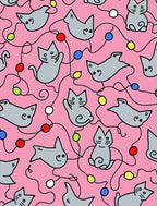 Pink Gray Cat Festive String Lights Rug