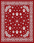 Festive Red Snowman Snowflake Scene Rug