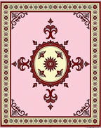 Pale Pink Crimson Medallion Symmetry Rug