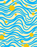 Blue Wave Yellow Sunburst Rug
