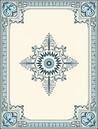 Vintage Navy Floral Medallion Border Rug